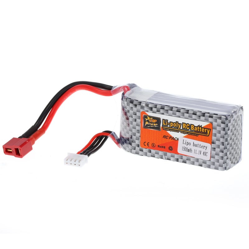 ZOP POWER - 3S 11.1V 1500mAh 40C T Plug LiPo Battery For Racing Quadcopter RC Car Boat 10.4cm - Image 1