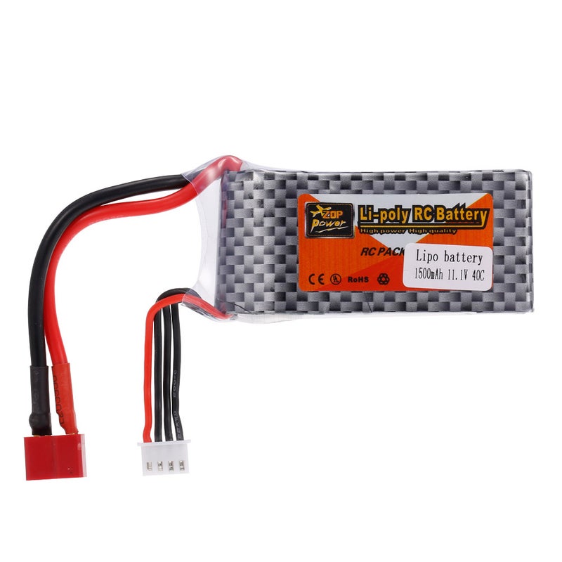 ZOP POWER - 3S 11.1V 1500mAh 40C T Plug LiPo Battery For Racing Quadcopter RC Car Boat 10.4cm - Image 1