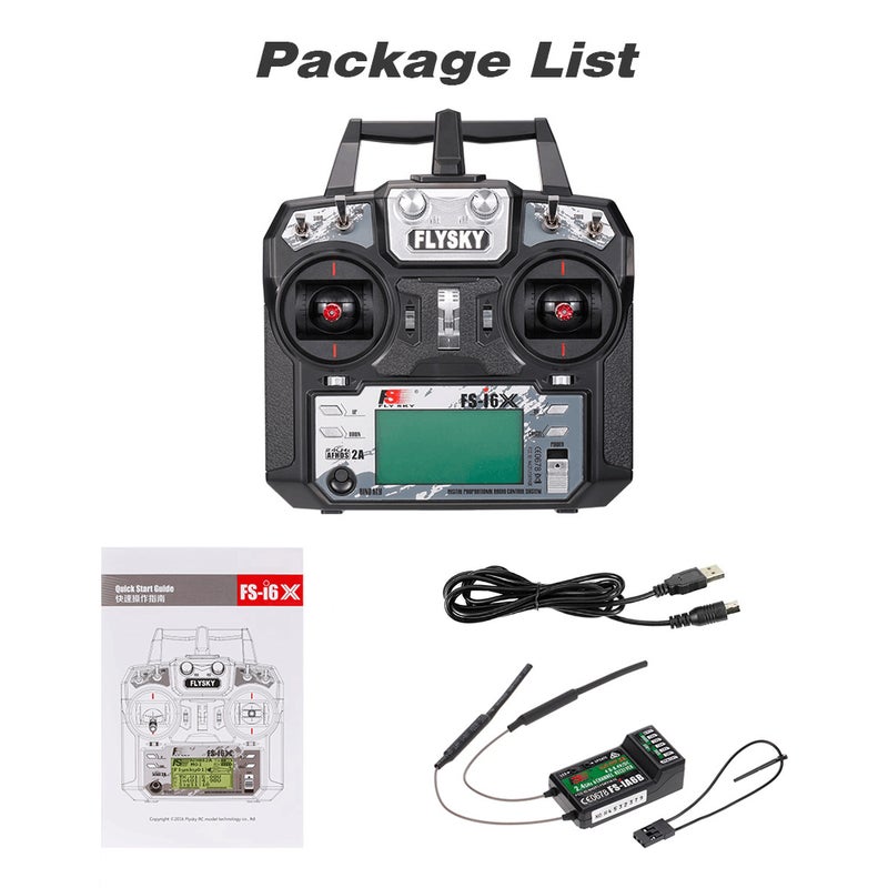 FS-i6X 2.4GHz 10CH AFHDS 2A RC Transmitter With FS-iA6B Receiver For Drone Airplane Helicopter 23.2cm