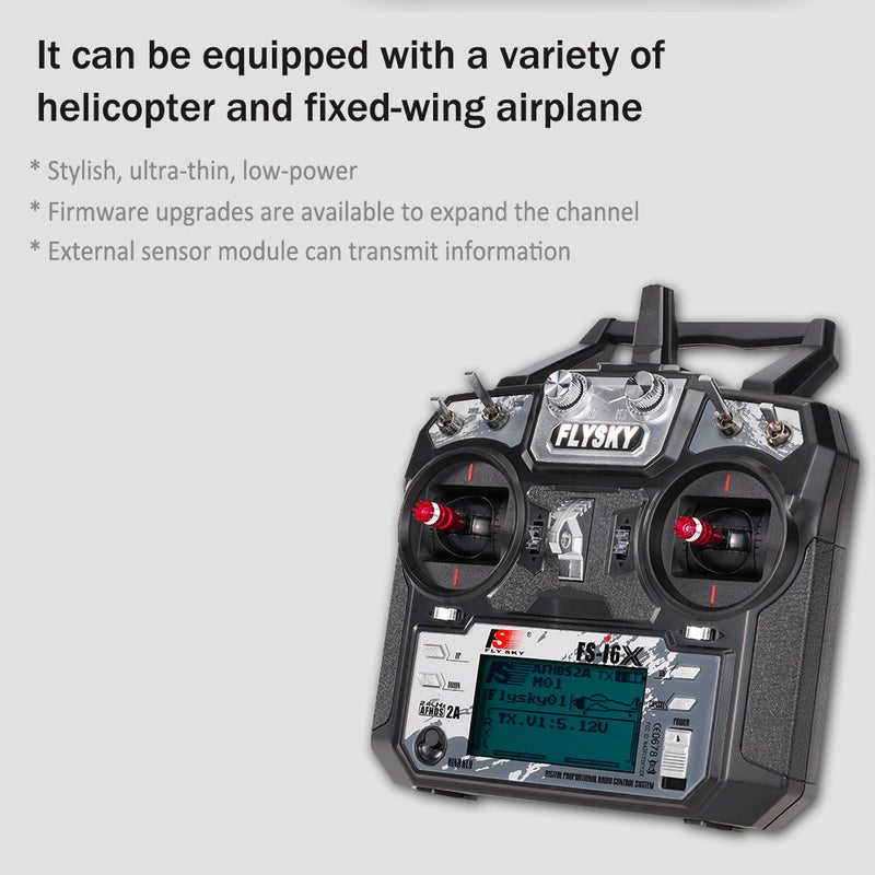 FS-i6X 2.4GHz 10CH AFHDS 2A RC Transmitter With FS-iA6B Receiver For Drone Airplane Helicopter 23.2cm