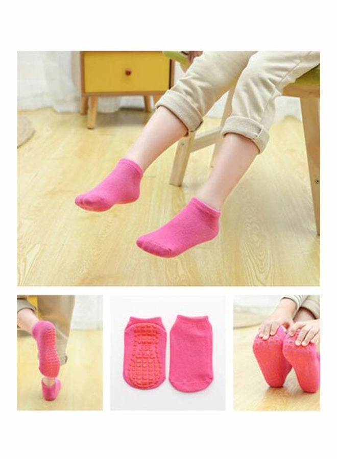 Solid Color Kids Girl Boy Anti Slip Breathable Elastic Sports Ankle Floor Socks Purple  - Image 3