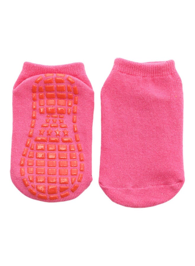 Solid Color Kids Girl Boy Anti Slip Breathable Elastic Sports Ankle Floor Socks Red  - Image 1