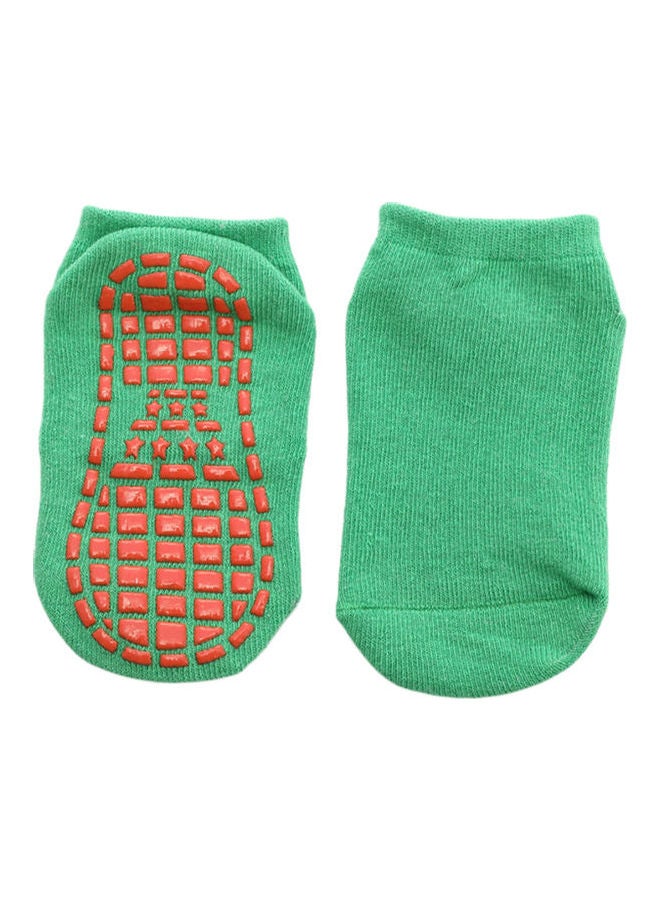 Solid Color Kids Girl Boy Anti Slip Breathable Elastic Sports Ankle Floor Socks Green  - Image 1
