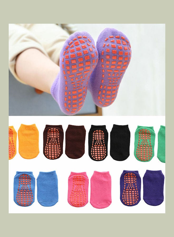 Solid Color Kids Girl Boy Anti Slip Breathable Elastic Sports Ankle Floor Socks Green  - Image 2