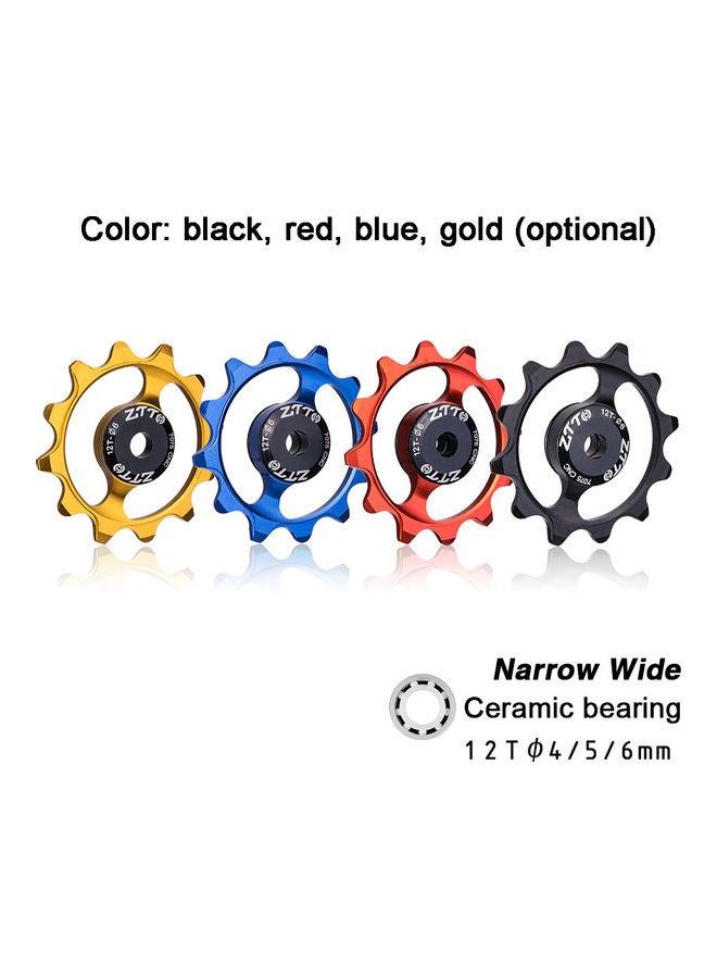 Bicycle Guide Wheel 12T Tooth Ceramic Bearing Mountain Road Vehicle Aluminum Alloy Rear Steering Wheel Bicycle Rear Derailleur Narrow Wide Ceramic Bearing 0.019kg