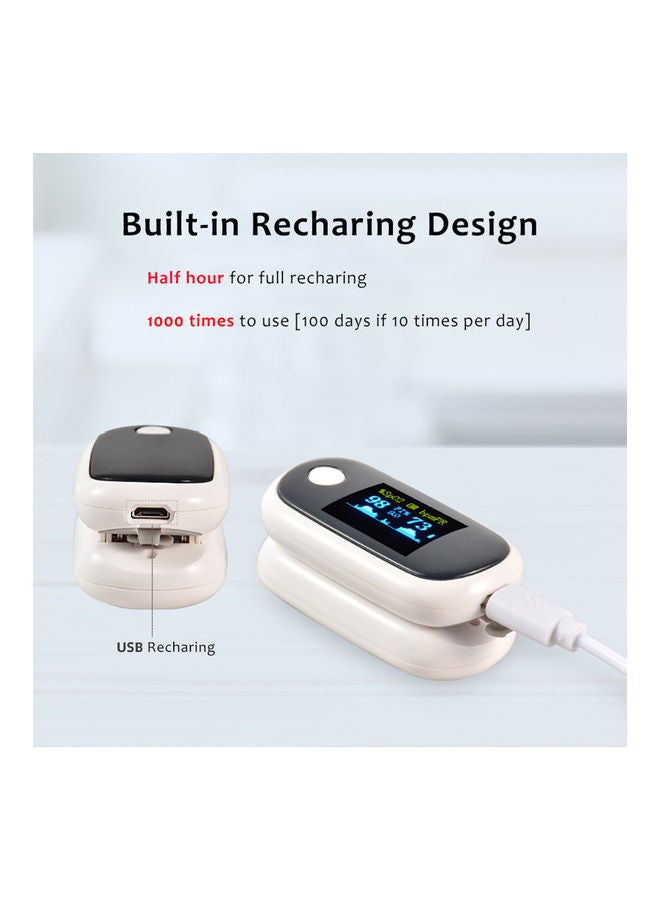 Generic - Household Finger Oximeter Pulse Rate Perfusion Index SPO2 Blood-oxygen Data Measurement OLED Display with Automatic Shutdown Function White - Image 1