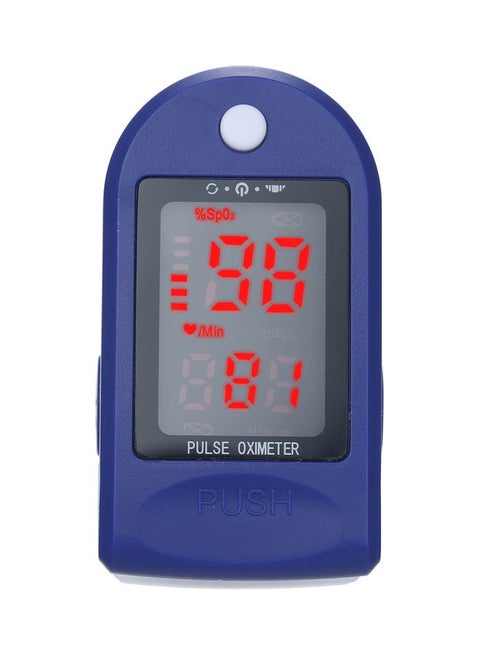 Mini Fingertip Pulse Oximeter Pulse Rate Blood Oxygen Saturation Monitor Clear OLED Display Lanyard Silicon Case for Home Use, Blue Blue&White