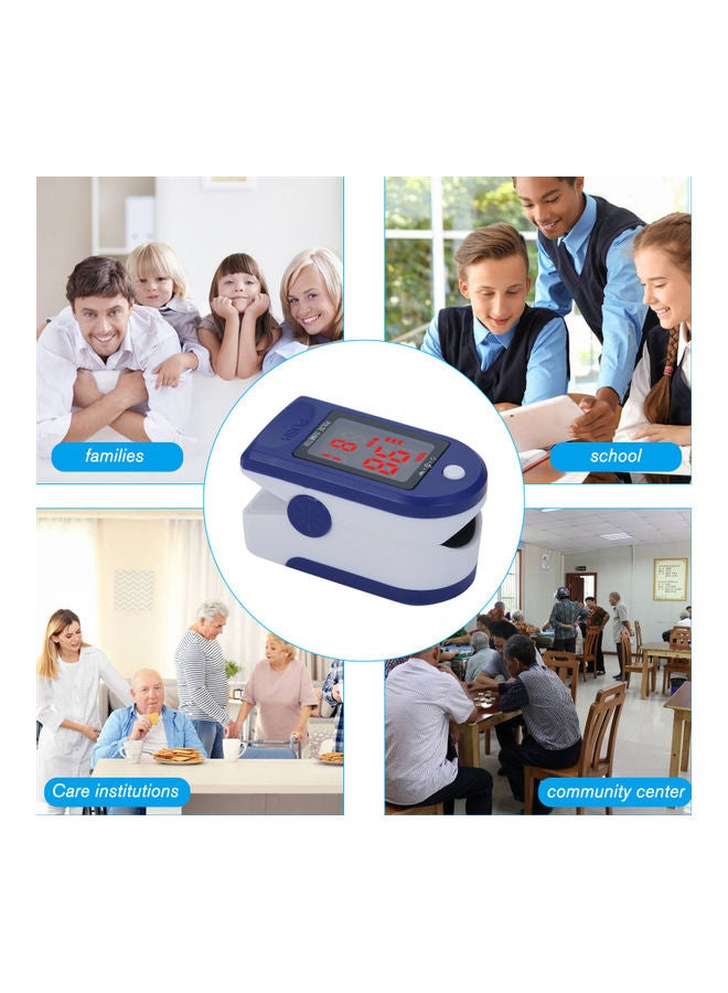 Generic - Mini Fingertip Pulse Oximeter Pulse Rate Blood Oxygen Saturation Monitor Clear OLED Display Lanyard Silicon Case for Home Use, Blue Blue&White - Image 1