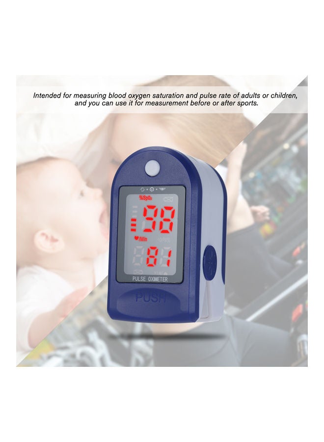 Generic - Mini Fingertip Pulse Oximeter Pulse Rate Blood Oxygen Saturation Monitor Clear OLED Display Lanyard Silicon Case for Home Use, Blue Blue&White - Image 1