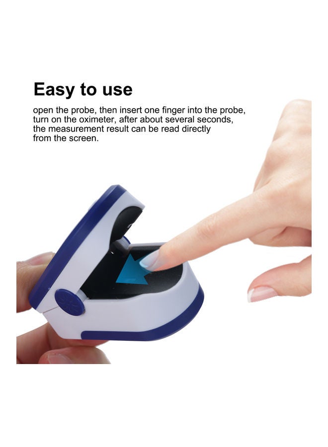 Generic - Mini Fingertip Pulse Oximeter Pulse Rate Blood Oxygen Saturation Monitor Clear OLED Display Lanyard Silicon Case for Home Use, Blue Blue&White - Image 1