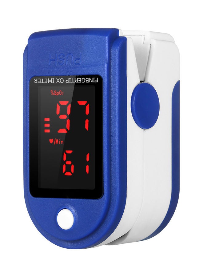 Generic Fingertip Pulse Oximeter LED Display Blood Oxygen Saturation & Heart Rate Monitor Fingertip SpO2 Measurement Meter with Lanyard Blue  - Image 1