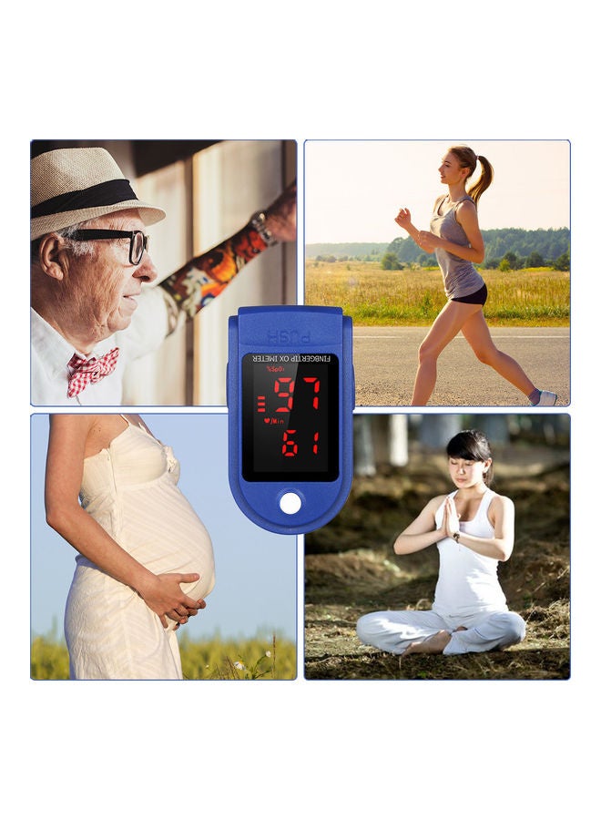Generic Fingertip Pulse Oximeter LED Display Blood Oxygen Saturation & Heart Rate Monitor Fingertip SpO2 Measurement Meter with Lanyard Blue  - Image 3