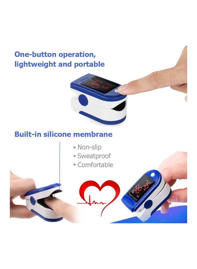 Generic Fingertip Pulse Oximeter LED Display Blood Oxygen Saturation & Heart Rate Monitor Fingertip SpO2 Measurement Meter with Lanyard Blue  - Image 4