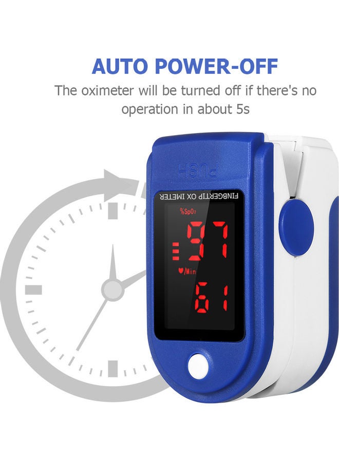 Generic Fingertip Pulse Oximeter LED Display Blood Oxygen Saturation & Heart Rate Monitor Fingertip SpO2 Measurement Meter with Lanyard Blue  - Image 5
