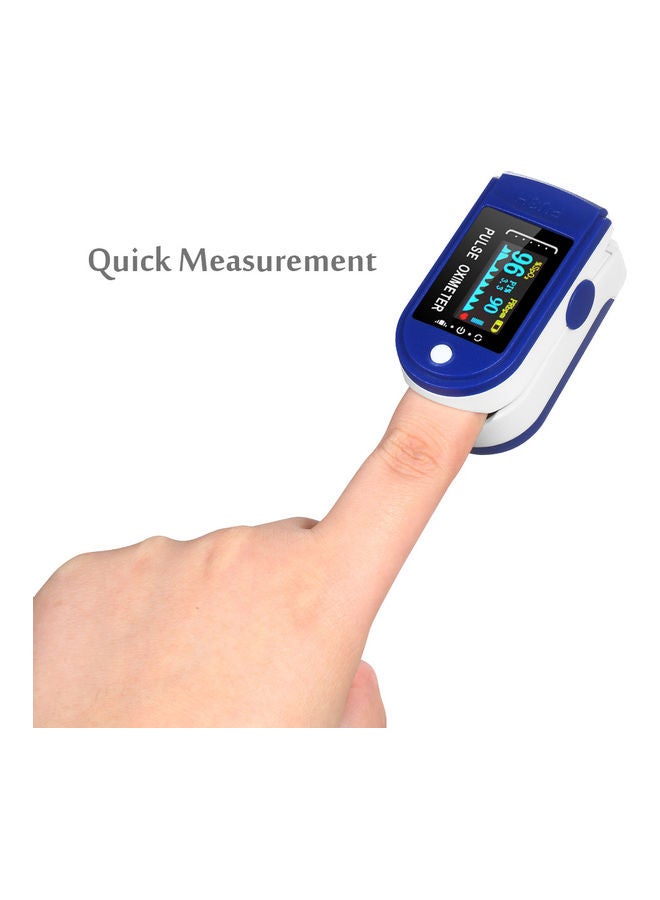 Generic Fingertip Pulse Oximeter Blood Oxygen Saturation & Heart Rate Detection 10s Quick Measure & Auto-off Alarm Function Portable SpO2 & PR Monitor for Home Travel Blue & White  - Image 5