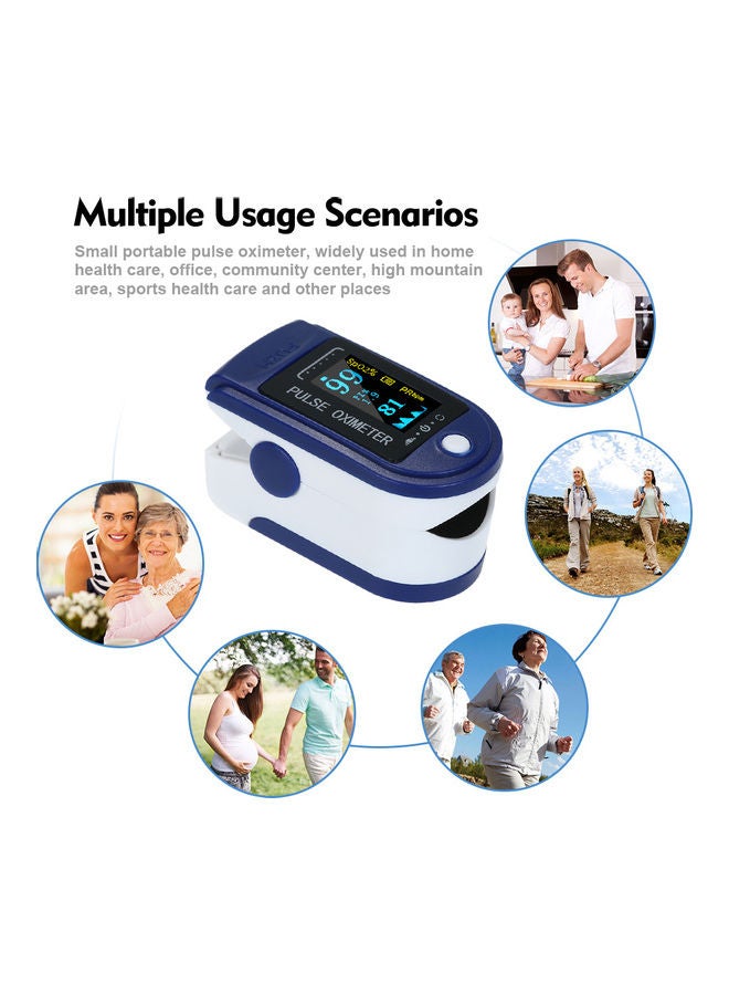 Digital Fingertip Pulse Oximeter OLED Display Blood Oxygen Sensor Saturation Mini SpO2 Monitor Pulse Rate Measurement Meter for Home Sports Travel Blue