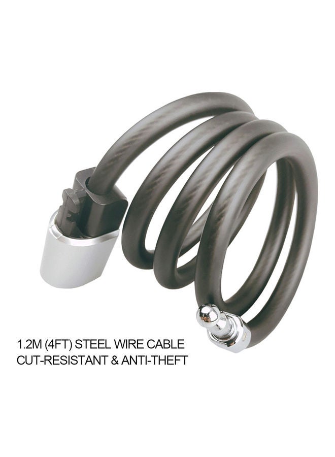 4 Feet Anti-theft Bicycle Lock Cable Coil with Mounting Bracket and Keys 0.367kg