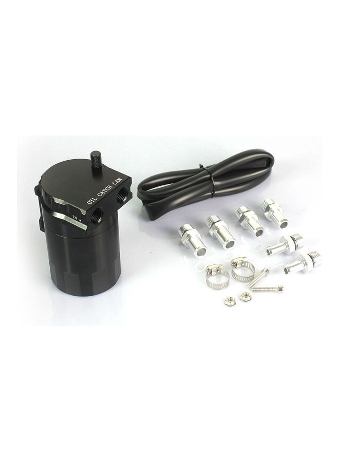 Generic Aluminum Engine Black Baffled Oil Catch Can Tank Reservoir Breather With Fittings Solid  - Image 1