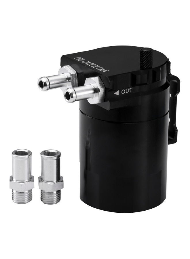 Generic Aluminum Engine Black Baffled Oil Catch Can Tank Reservoir Breather With Fittings Solid  - Image 2