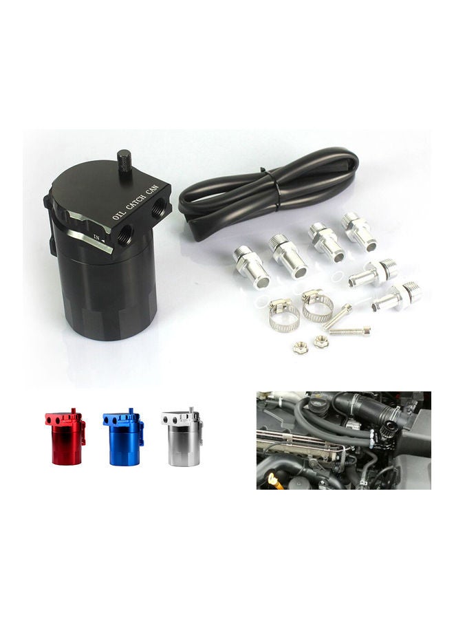 Generic Aluminum Engine Black Baffled Oil Catch Can Tank Reservoir Breather With Fittings Solid  - Image 3