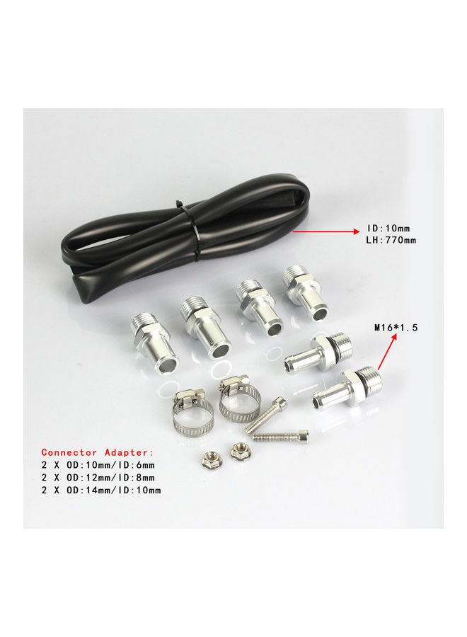 Generic Aluminum Engine Black Baffled Oil Catch Can Tank Reservoir Breather With Fittings Solid  - Image 4