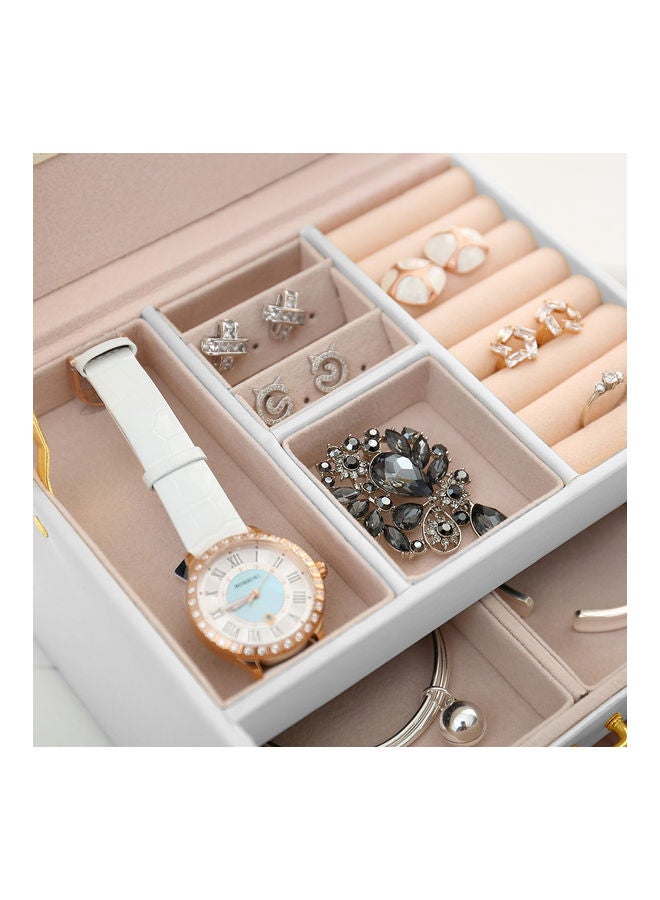 Generic - Fashionable PU Leather Jewelry Box Three-layer Design Double Drawers Storage Case Bracelet Necklace Ring Container Organizer Black - Image 1