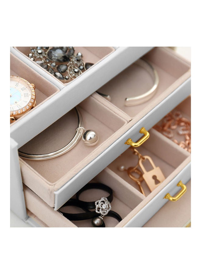 Generic - Fashionable PU Leather Jewelry Box Three-layer Design Double Drawers Storage Case Bracelet Necklace Ring Container Organizer Black - Image 1