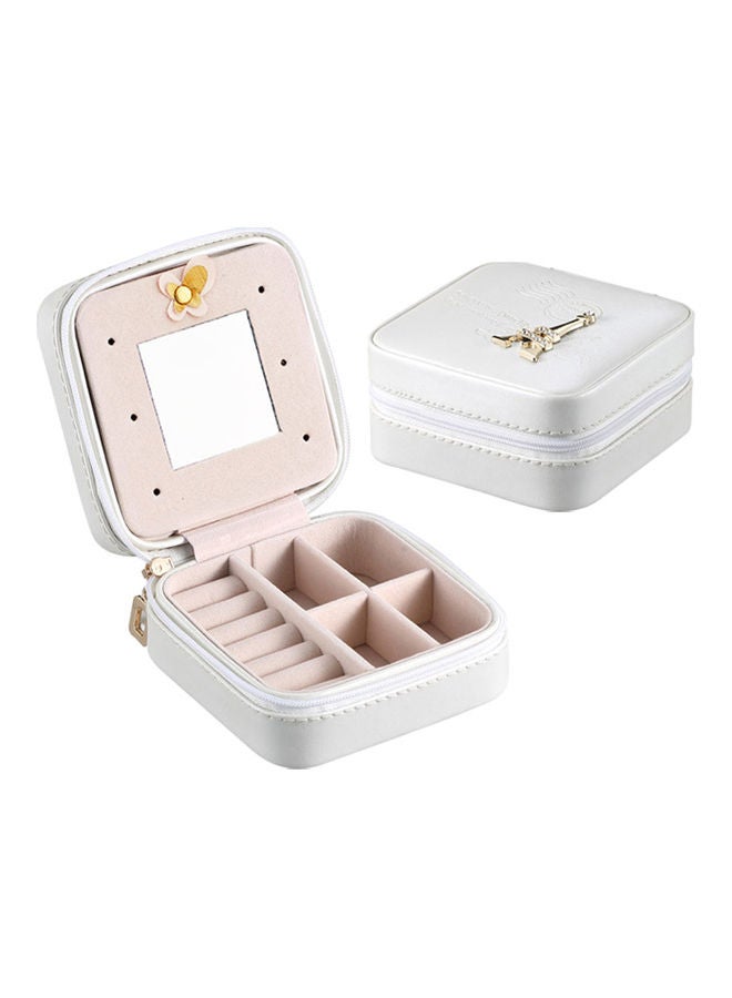Generic Small Portable Travel Jewelry Box with Mirror Storage Case Organizer For Rings Earrings Necklaces White  - Image 5