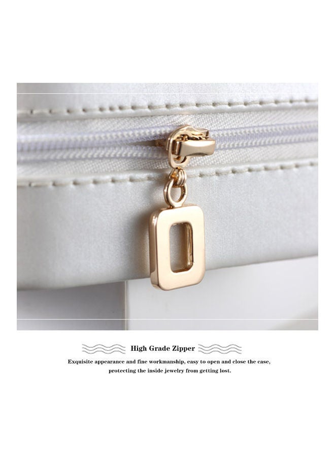 Generic Small Portable Travel Jewelry Box with Mirror Storage Case Organizer For Rings Earrings Necklaces White  - Image 2
