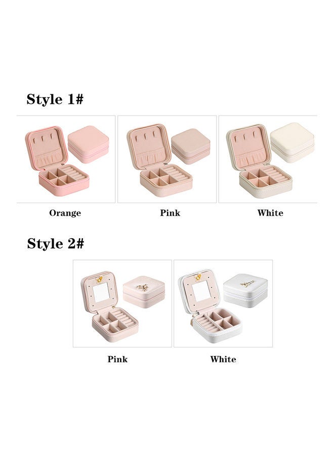 Generic Small Portable Travel Jewelry Box with Mirror Storage Case Organizer For Rings Earrings Necklaces White  - Image 4