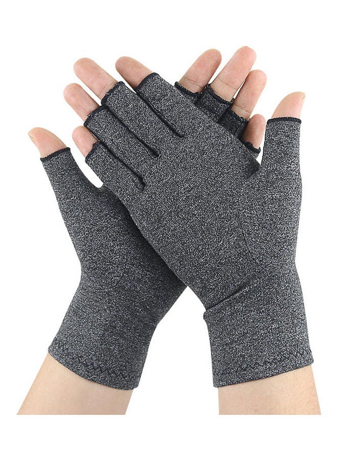 Arthritis Gloves Compression Gloves Fingerless for Men & Women Arthritis Joint Pain Relief Grey - Image 3