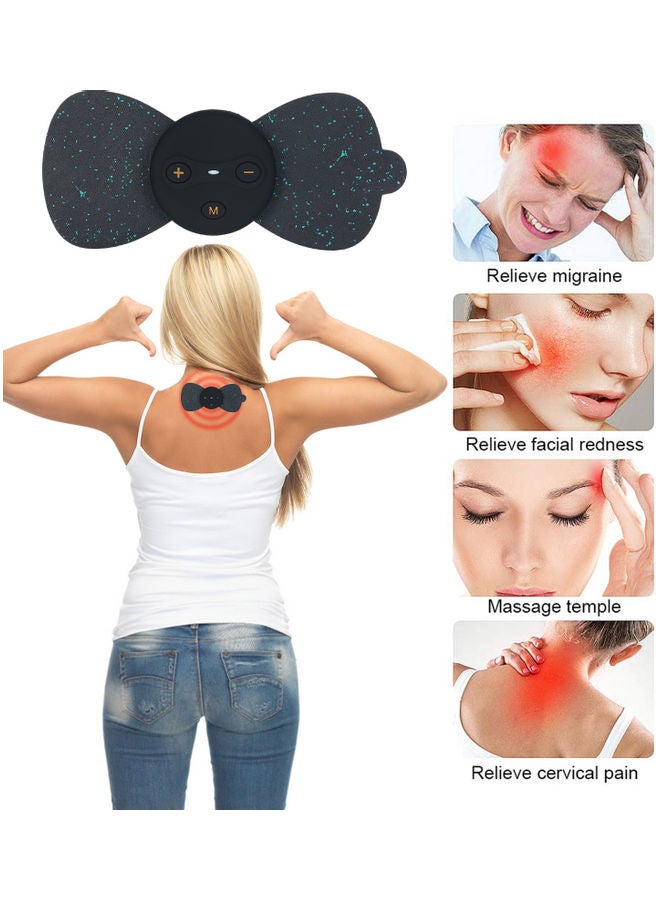Generic - EMSQ1 EMS Pad Rechargeable Electrical Pulse Massager TENS Massage Paste Portable Mini Health Body Personal Care Neck Back Pain Relief Black - Image 1