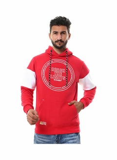 WHITE RABBIT Printed Hooded Neck Long Sleeve Sweatshirt Red/White  - Image 1