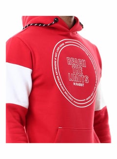 WHITE RABBIT Printed Hooded Neck Long Sleeve Sweatshirt Red/White  - Image 3