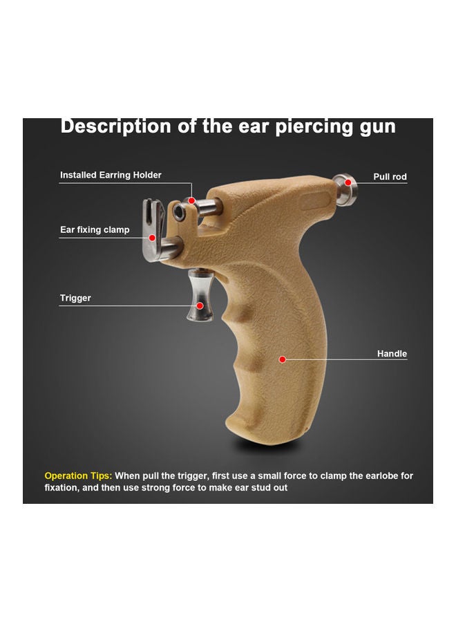 Generic - Professional Ear Stud Earring Piercing Gun Tools Kit Stainless Steel Reusable Earlobe Cartilage Nose Navel Body Piercing Gun Set Yellow - Image 1