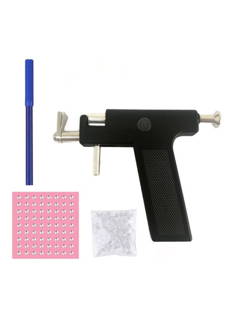 Ear Piercing Gun Set Safety Ear Nose Navel Body Piercing Gun Kit Set With 98pcs Earring Studs Black
