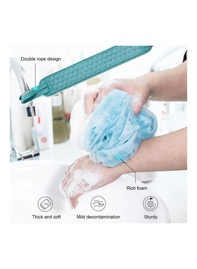 Generic - Silicone Body Shower Brush Belt Foaming Bath Ball Extended Back Scrubber Handle Cleaning and Exfoliating Pad Set With Massage Points Pink - Image 1