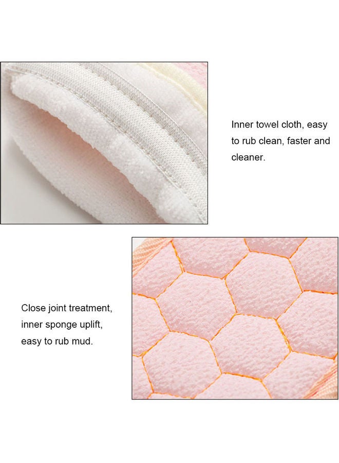 Generic - Silicone Body Shower Brush Belt Foaming Bath Ball Extended Back Scrubber Handle Cleaning and Exfoliating Pad Set With Massage Points Pink - Image 1