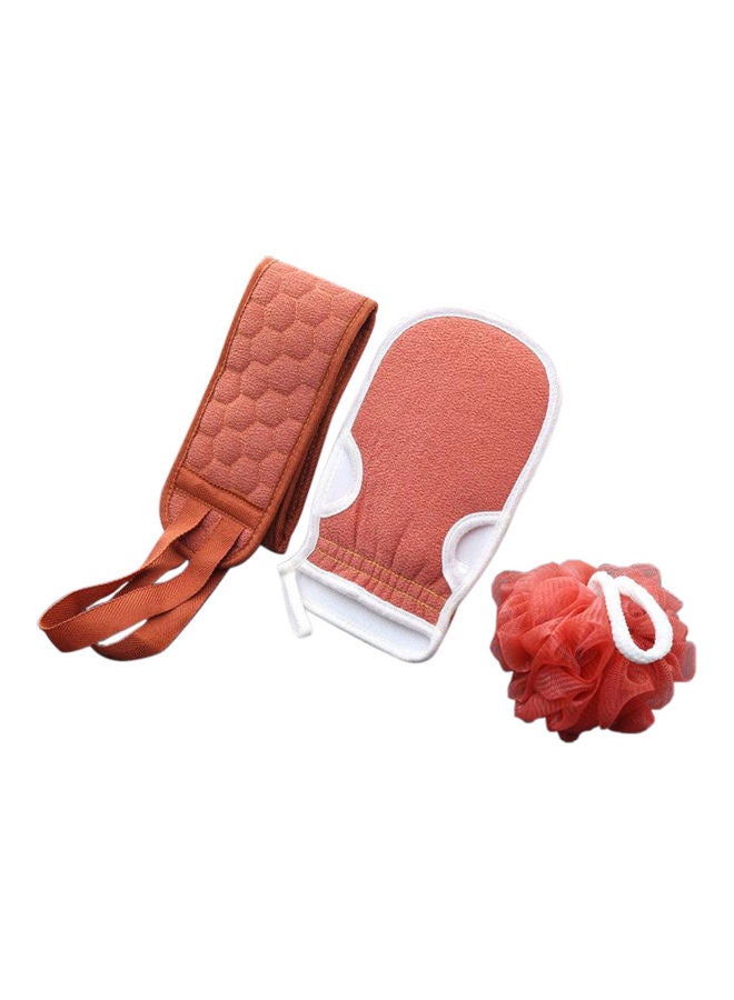 Generic Silicone Body Shower Brush Belt Foaming Bath Ball Extended Back Scrubber Handle Cleaning and Exfoliating Pad Set With Massage Points Red - Image 1