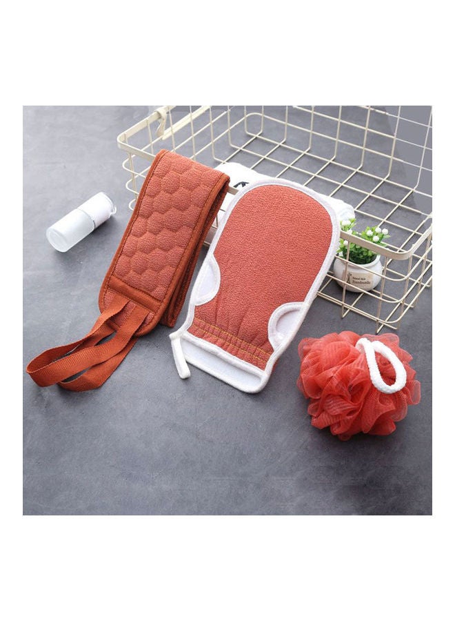Generic Silicone Body Shower Brush Belt Foaming Bath Ball Extended Back Scrubber Handle Cleaning and Exfoliating Pad Set With Massage Points Red - Image 3