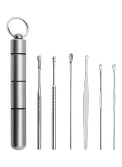 Generic 6pcs/set Ear Cleaner Kits Stainless Steel Earpick Wax Remover Curette  Ear Pick Ear Cleaner Spoon Spiral Ear Clean Tool Silver  - Image 5