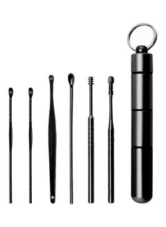 6pcs/set Ear Cleaner Kits Stainless Steel Earpick Wax Remover Curette  Ear Pick Ear Cleaner Spoon Spiral Ear Clean Tool Black