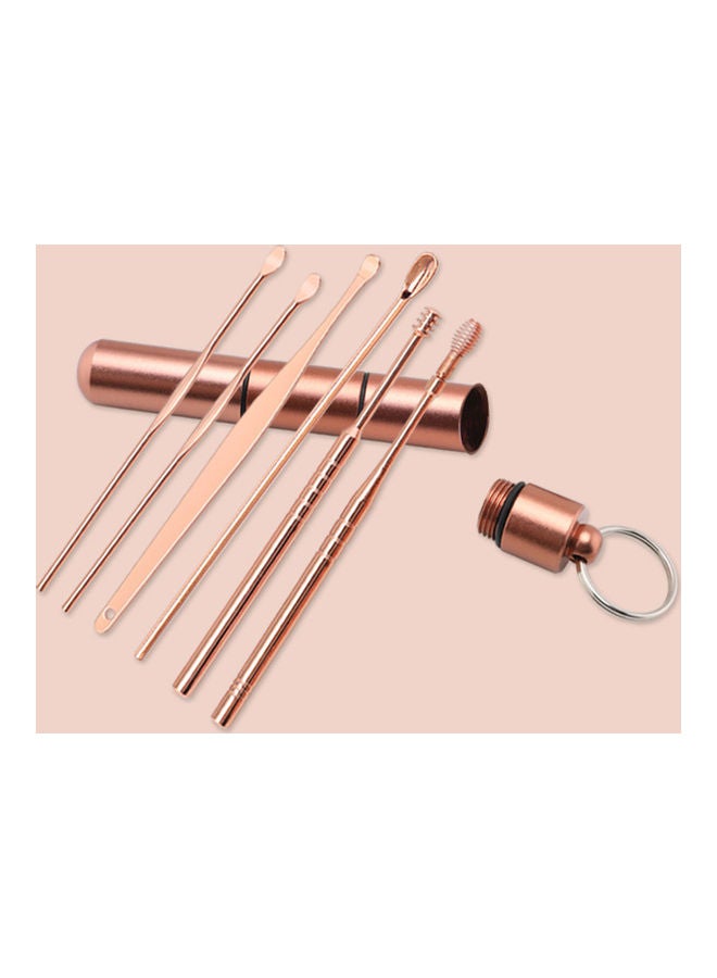Generic 6pcs/set Ear Cleaner Kits Stainless Steel Earpick Wax Remover Curette  Ear Pick Ear Cleaner Spoon Spiral Ear Clean Tool Gold  - Image 2