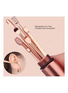 Generic 6pcs/set Ear Cleaner Kits Stainless Steel Earpick Wax Remover Curette  Ear Pick Ear Cleaner Spoon Spiral Ear Clean Tool Black  - Image 5