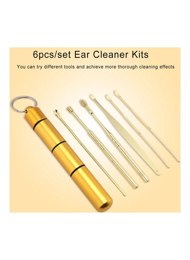 Generic 6pcs/set Ear Cleaner Kits Stainless Steel Earpick Wax Remover Curette  Ear Pick Ear Cleaner Spoon Spiral Ear Clean Tool Gold  - Image 5
