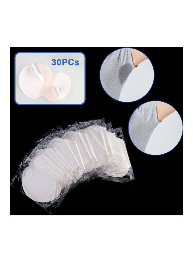 30pcs Summer Sweat Pad Perspiration Absorbing Guard Underarm Armpit Sweat Pad Disposable White