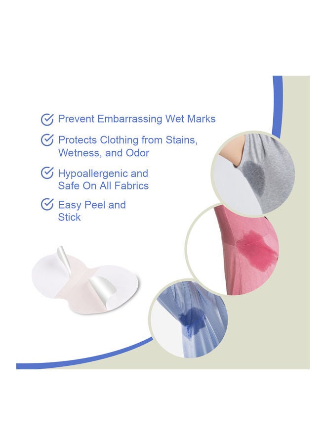 30pcs Summer Sweat Pad Perspiration Absorbing Guard Underarm Armpit Sweat Pad Disposable White