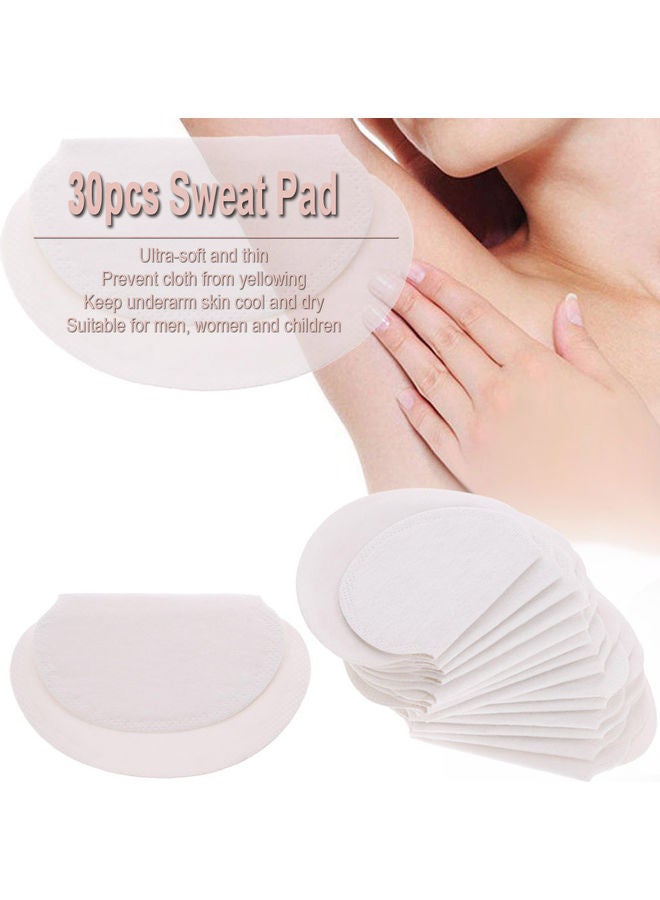 30pcs Summer Sweat Pad Perspiration Absorbing Guard Underarm Armpit Sweat Pad Disposable White