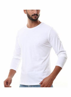 Solid Round Neck Long Sleeve t-shirt White - v1603980296/N41548359V_2