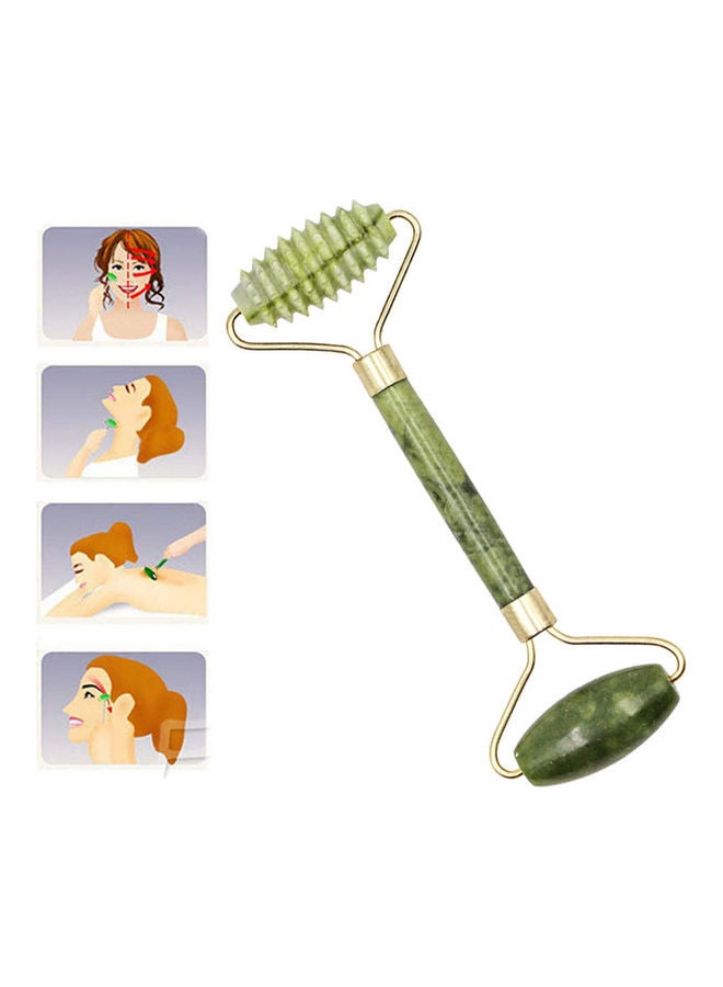 Generic Jade Roller & Gua Sha Board Jade Stone Set Scraping Massage Tools for Facial Skin Care Anti-aging Face Eye Neck Beauty Roller Facial Massager Green  - Image 4